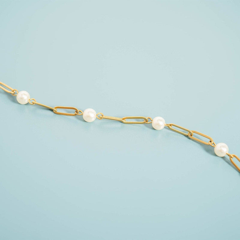 WJW | Stainless Steel Pearl Paperclip Chain Bracelet