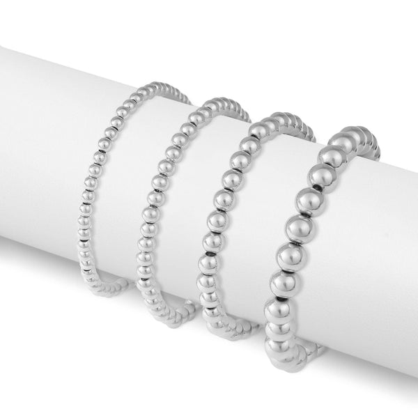 WJW | Stainless Steel Metal Bead Stretch Bracelet