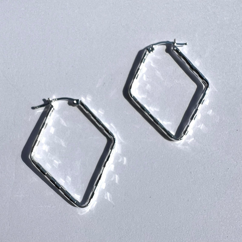 AJ Exports | Sterling Silver Small Diamond Hoop Earrings