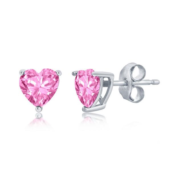 Classic of NY | Sterling Silver Rose Heart Crystal Stud Earrings
