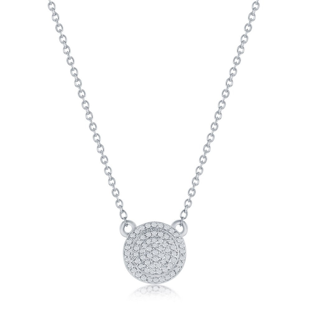 CLASSIC OF NY | Sterling Silver, Round Halo Diamond Necklace