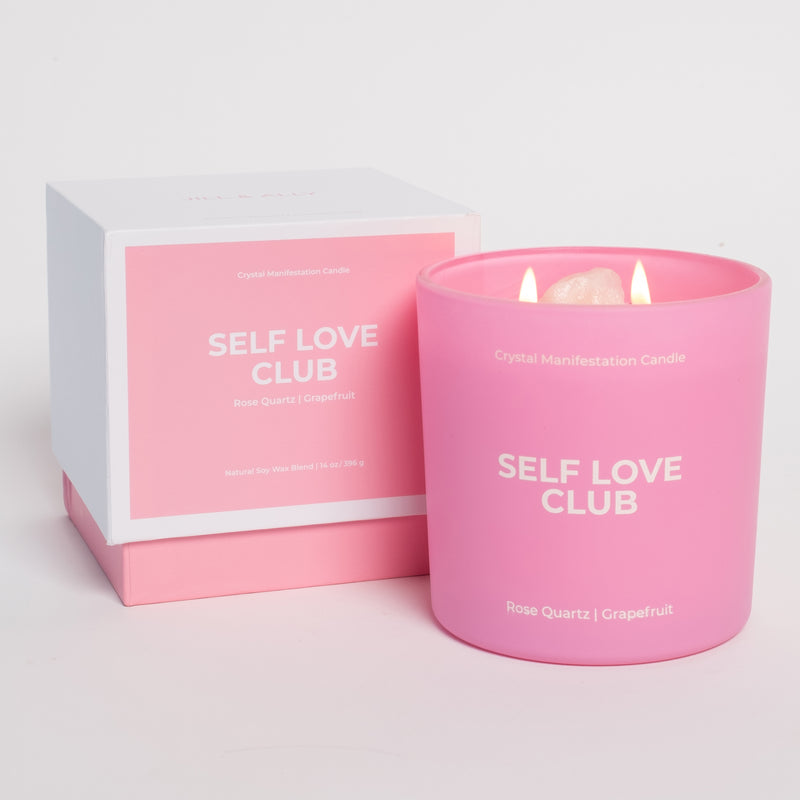 Jill & Ally | "Self Love Club" Pink Crystal Manifestation Candle