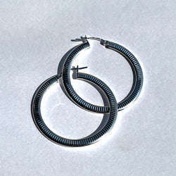 AJ Exports | Sterling Silver Lined Textured Hoop Earrings