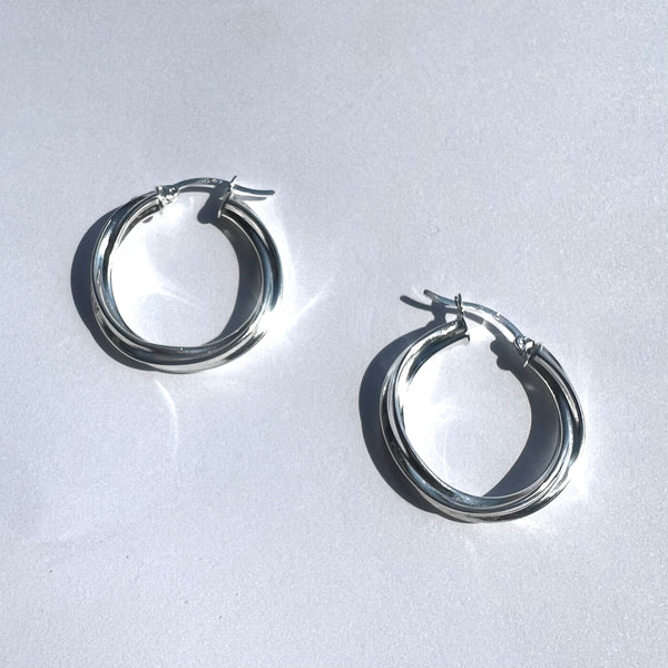 AJ Exports | Sterling Silver  Twisted Hoop Earrings