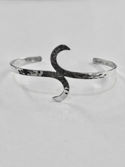 AJ Exports | Sterling Silver Abstract High Polish Hammered  Open Cuff Bracelet