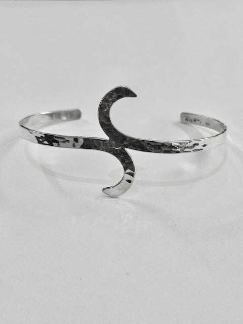 AJ Exports | Sterling Silver Abstract High Polish Hammered  Open Cuff Bracelet