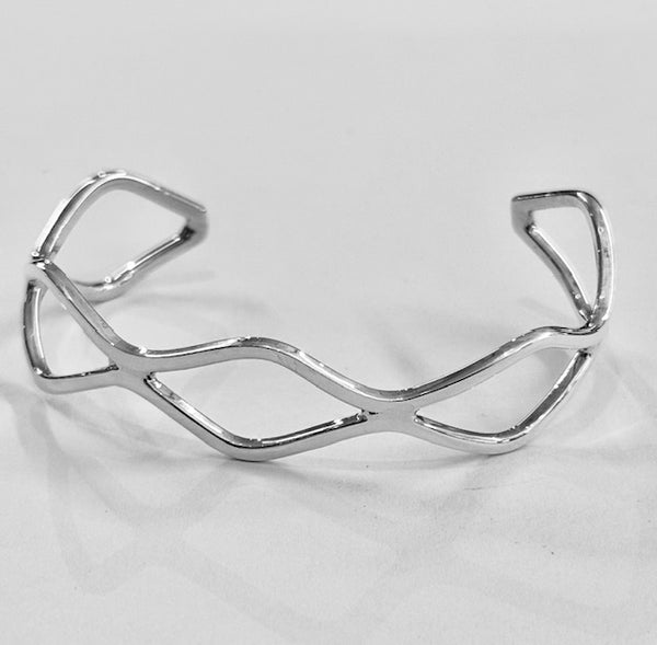 AJ Exports | Sterling Silver Rhombus Open Cuff Bracelet