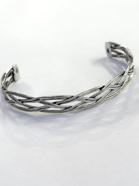 AJ Exports | Sterling Silver Intertwined Wire Open Cuff Bracelet