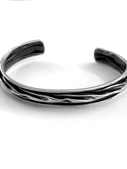 AJ Exports |  Sterling Silver Abstract Ripple Open Cuff Bracelet