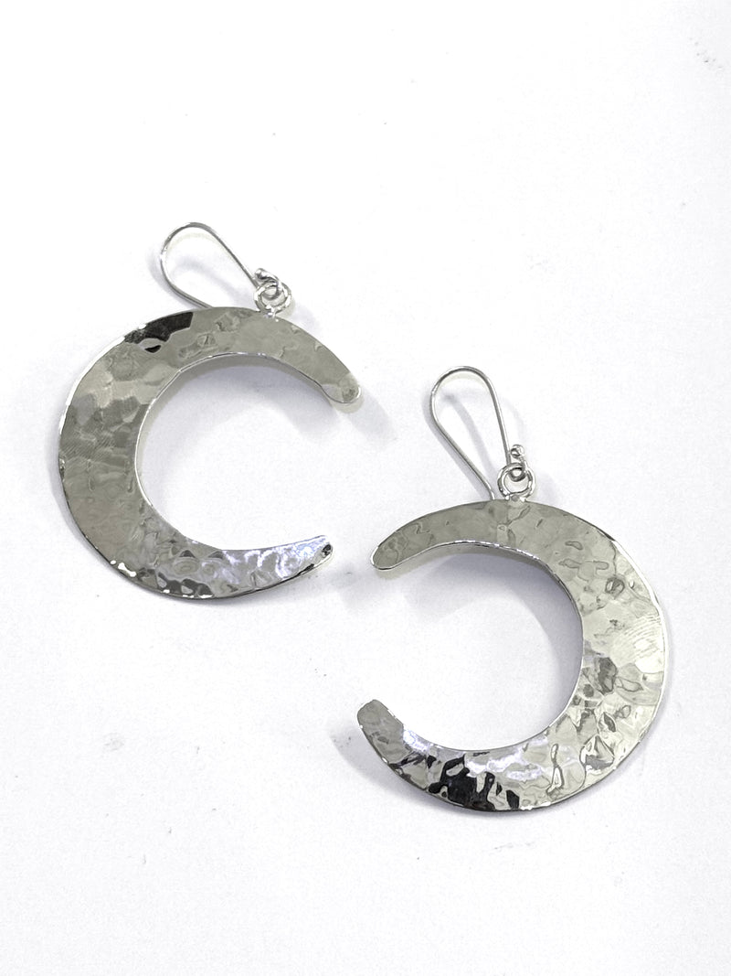 AJ Exports | Sterling Silver Hammered Crescent Earrings