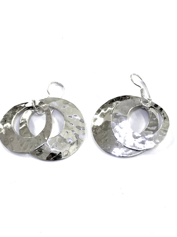 AJ Exports | Sterling Silver Hammered Cut Out Earrings