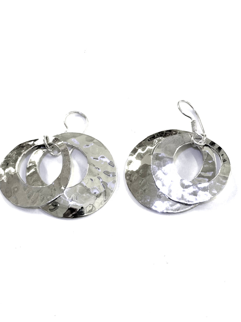 AJ Exports | Sterling Silver Hammered Cut Out Earrings