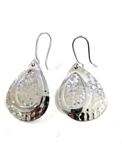 AJ Exports | Sterling Silver Hammered Cut Out Drop Earrings