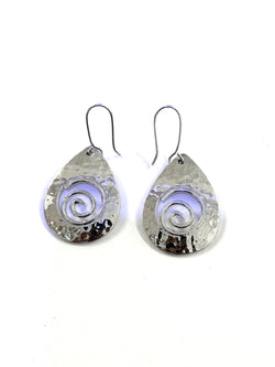 AJ Exports | Sterling Silver Hammered Cut Out Swirl Drop Earrings