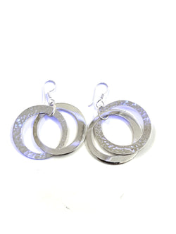 AJ Exports | Sterling Silver Hammered Interlocked Hoop Earrings