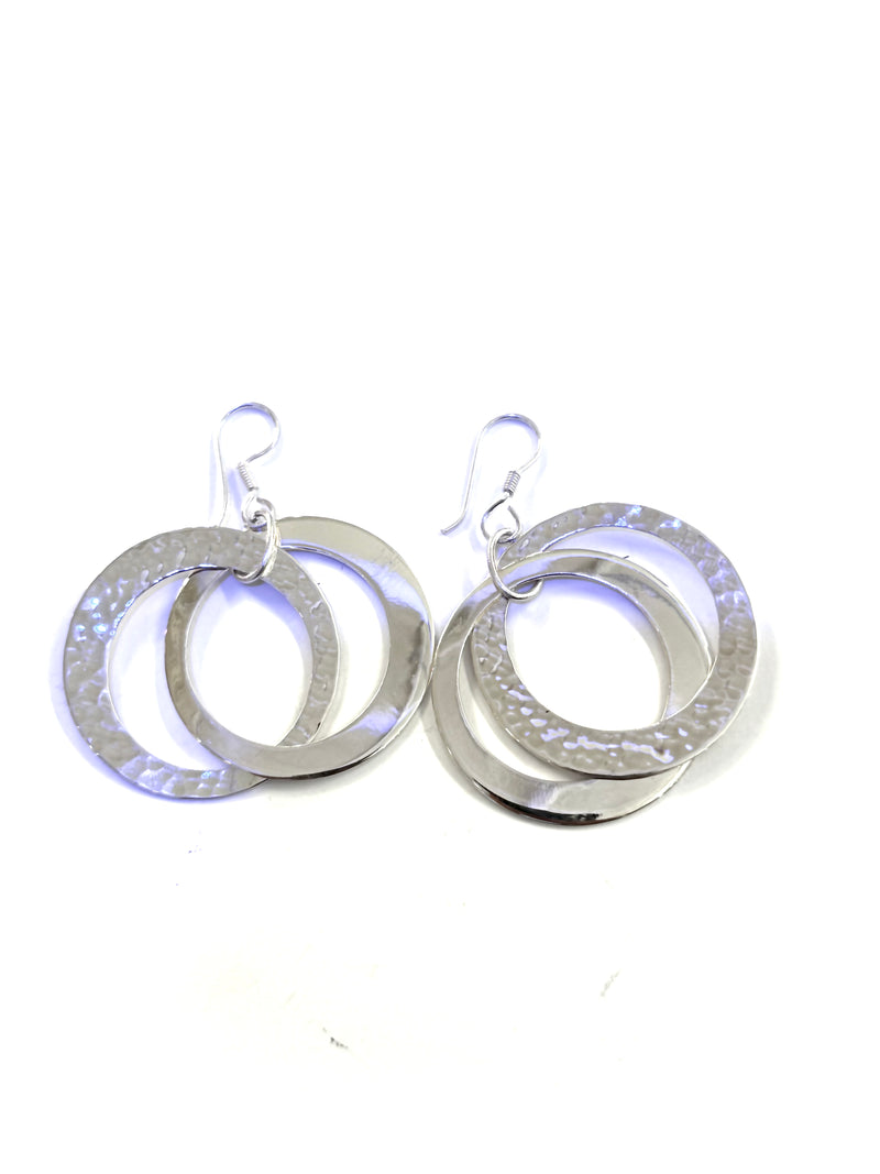 AJ Exports | Sterling Silver Hammered Interlocked Hoop Earrings