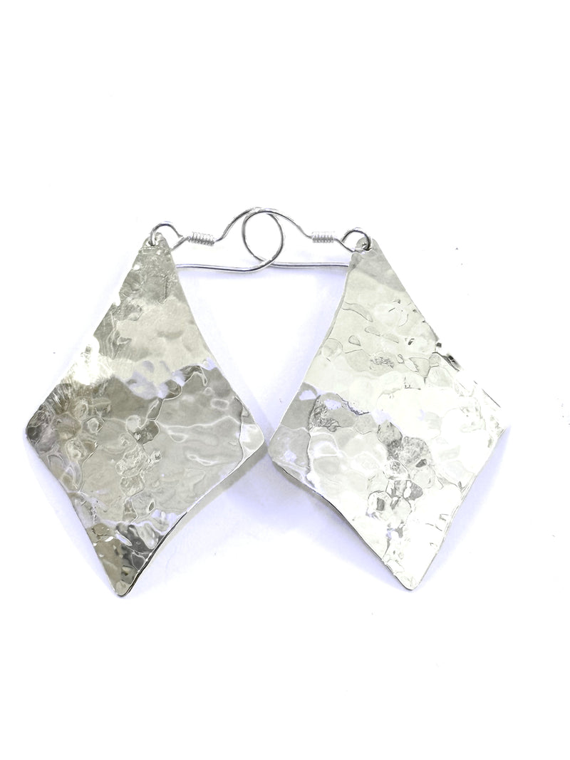 AJ Exports | Sterling Silver Hammered Rhombus Earrings