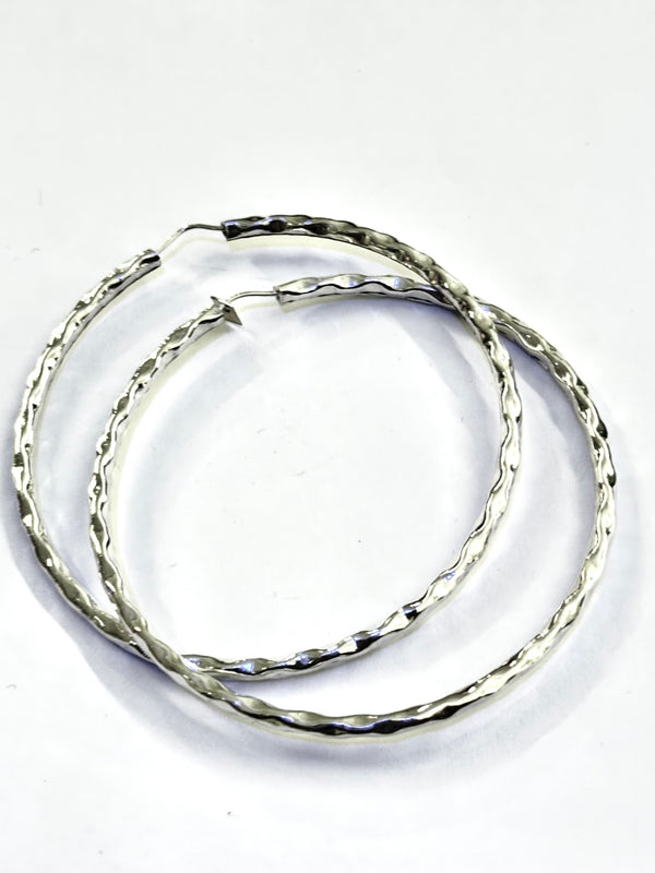 AJ Exports | Sterling Silver Beveled High Polish Hoop Earrings