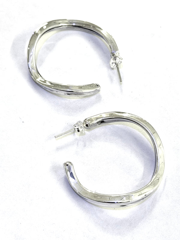 AJ Exports | Sterling Silver High Polish Twist Open Hoop Earrings