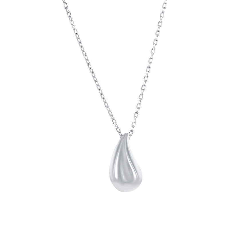 Classic Of NY | Sterling Silver Puffed Pear-Shaped Necklace
