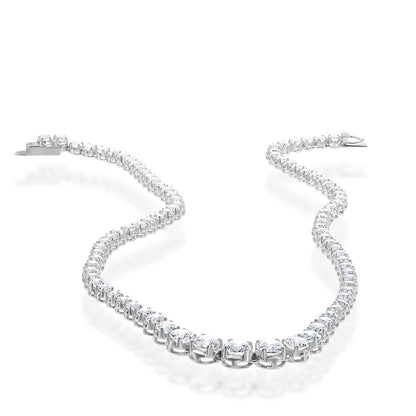 Classic of NY | Sterling Silver Bezel-Set - Graduated 3.5mm - 6mm Round CZ Tennis Necklace