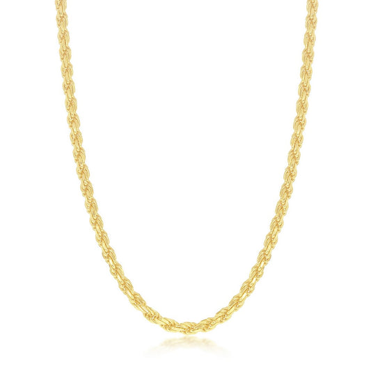 Classic Of NY | Sterling Silver 3mm Solid Diamond Cut Rope Chain - Gold Plated