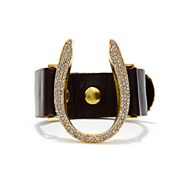 Rebel  | Gold Crystal Skinny Horseshoe Bracelet
