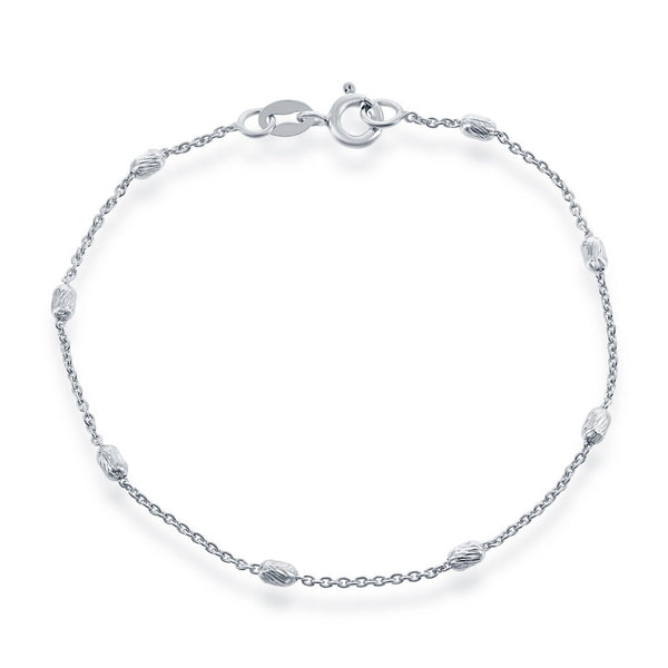 Classic Of NY | Sterling Silver Diamond Cut Oval Beads Bracelet