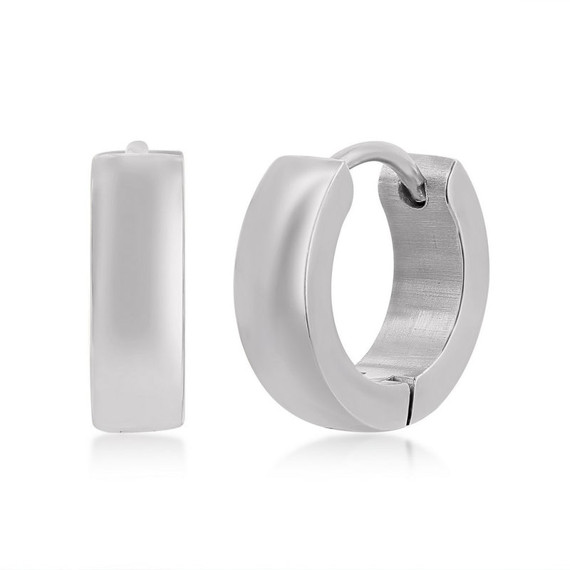 Classic of NY | Stainless Steel Polished Huggie Hoop Earrings