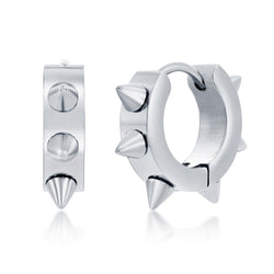 Classic of NY | Stainless Steel Spike Huggie Hoop Earrings