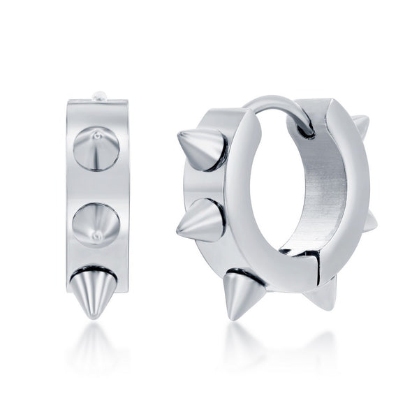 Classic of NY | Stainless Steel Spike Huggie Hoop Earrings