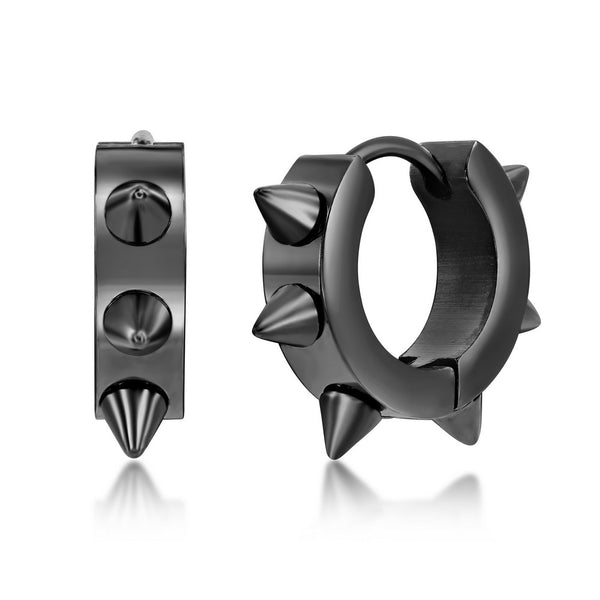 Classic of NY | Stainless Steel Spike Huggie Hoop Earrings