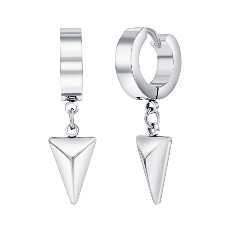 Classic of NY | Stainless Steel Triangle Charm Huggie Hoop Earrings