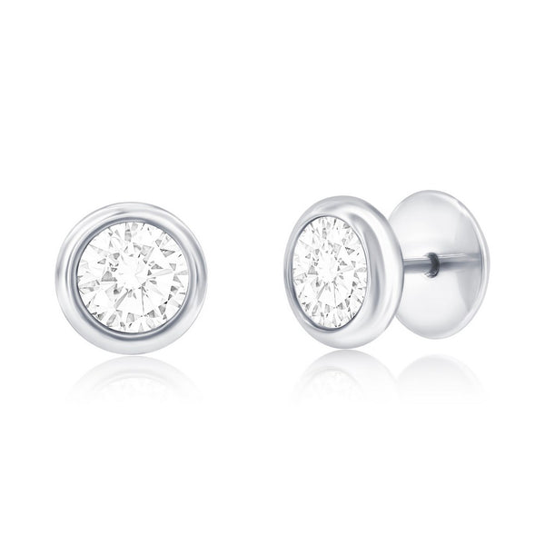 Classic of NY | Stainless Steel Bezel-Set CZ Stud Earrings