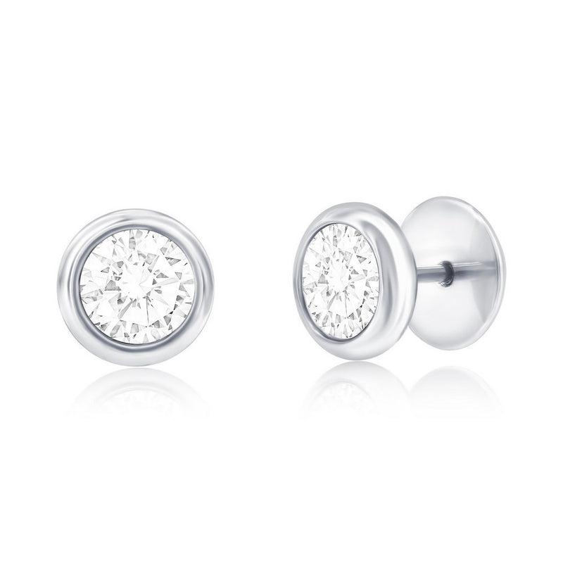 Classic of NY | Stainless Steel Bezel-Set CZ Stud Earrings
