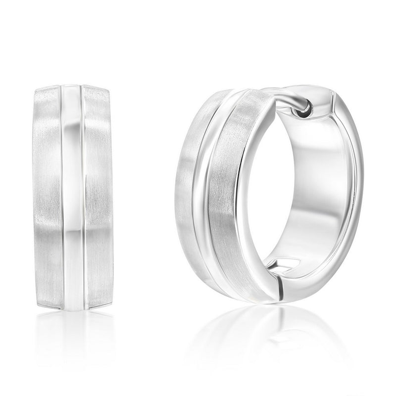 Classic of NY | Stainless Steel Lined Matte & Polished Huggie Hoop Earrings