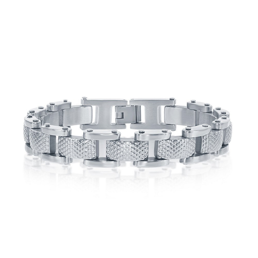 Classic of NY | Stainless Steel Linked Grid Design Bracelet