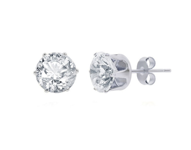 Classic of NY | Sterling Silver Round CZ Stud Earrings