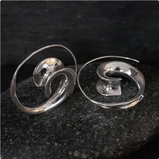 Baizaar |  Sterling Silver Blossoming Spiral Earrings
