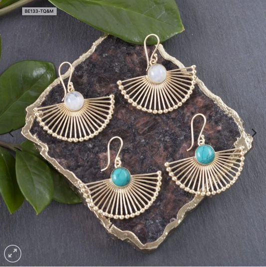 Baizaar | Brass Peacock Stone Earrings