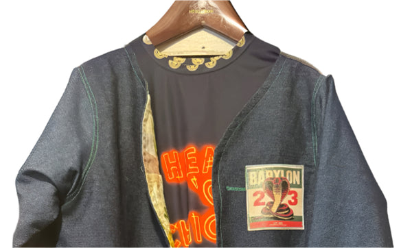 BAB GOOCH | B Liner Denim Leather Trim Jacket with Heart of Chicago Dress