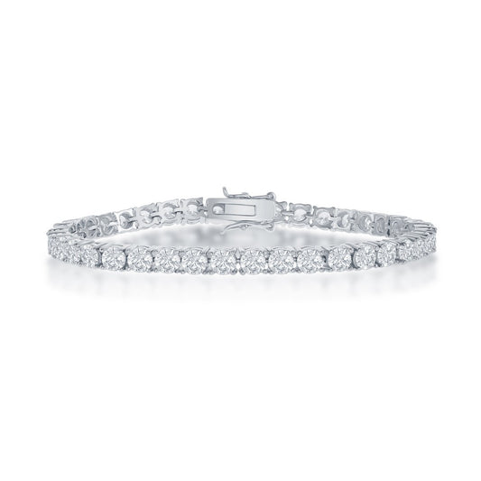 Classic of NY | Sterling Silver 4mm Prong-Set Round CZ Tennis Bracelet
