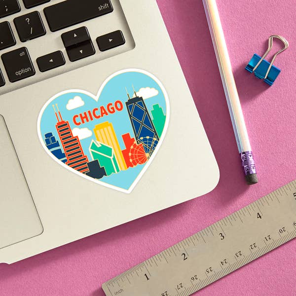 The Found | Chicago Skyline Heart Die Cut Sticker