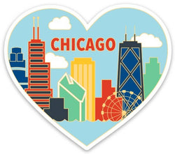 The Found | Chicago Skyline Heart Die Cut Sticker