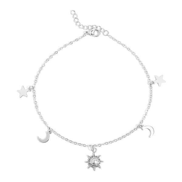 WJW | Stainless Steel Moon & Star Charm Anklet