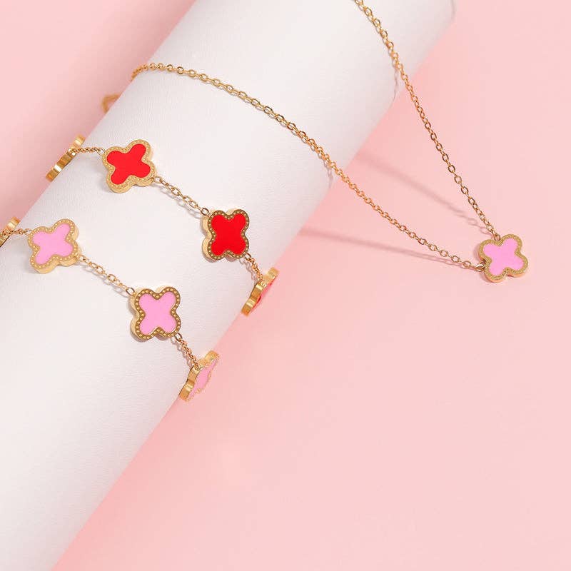 WJW | 18K Gold Stainless Steel Lucky Clover Charm Bracelet