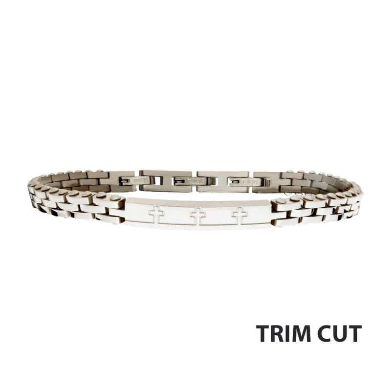 INOX | Trim Cut with Etched Cross Stainless Steel Bracelet