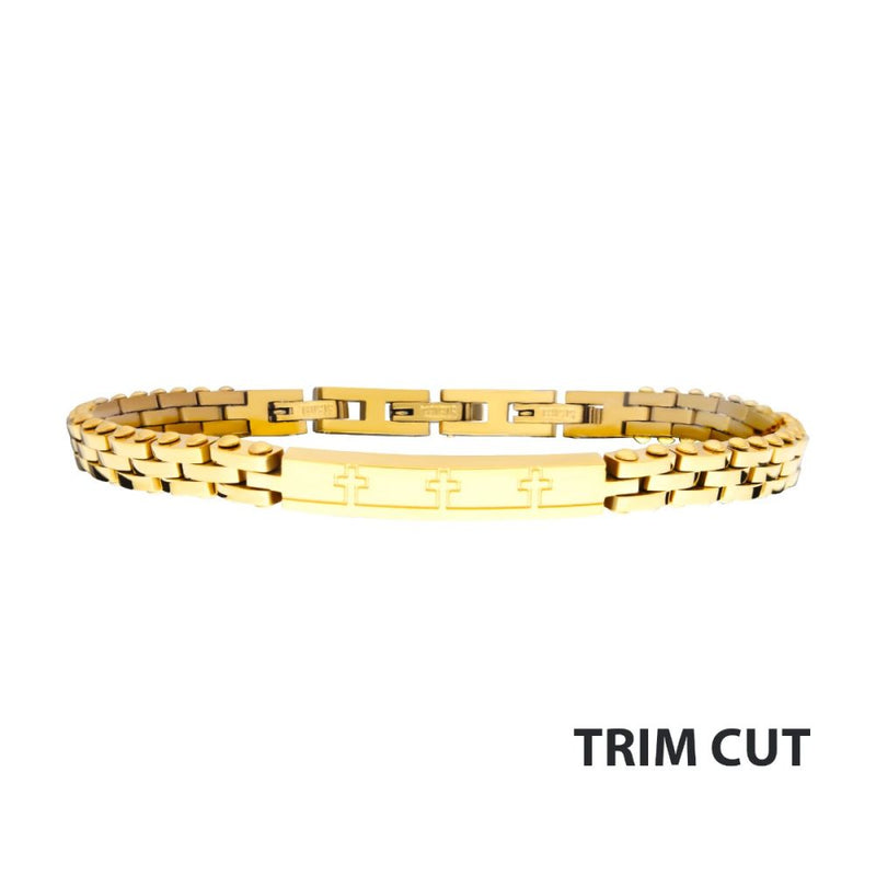 INOX | Trim Cut with Etched Cross Stainless Steel Bracelet