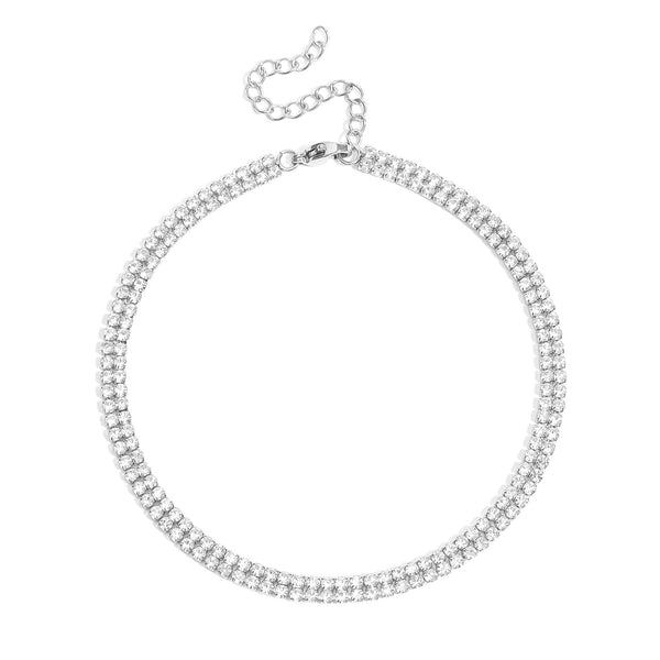 WJW | Stainless Steel Double Row Rhinestone Anklet
