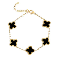 WJW | 18K Gold Stainless Steel Lucky Clover Charm Bracelet